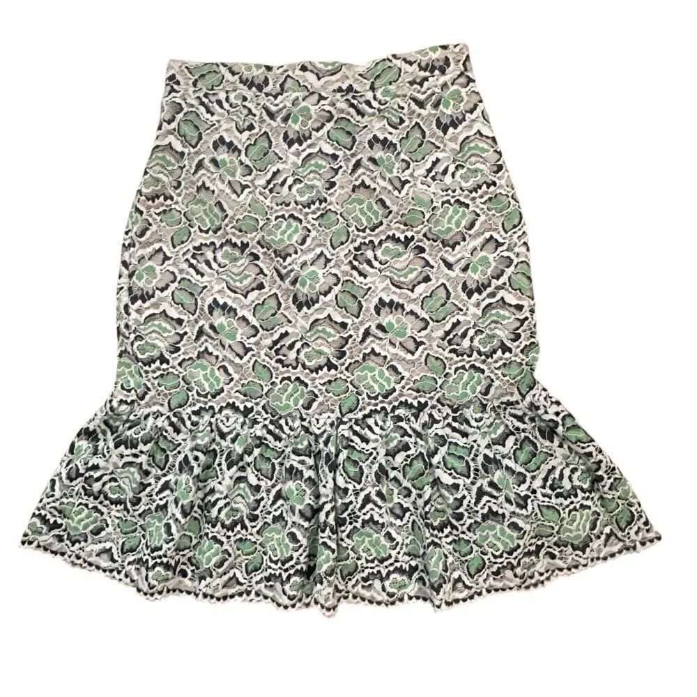 French Connection Green White Lace Pencil Peplum Skirt Size XXS